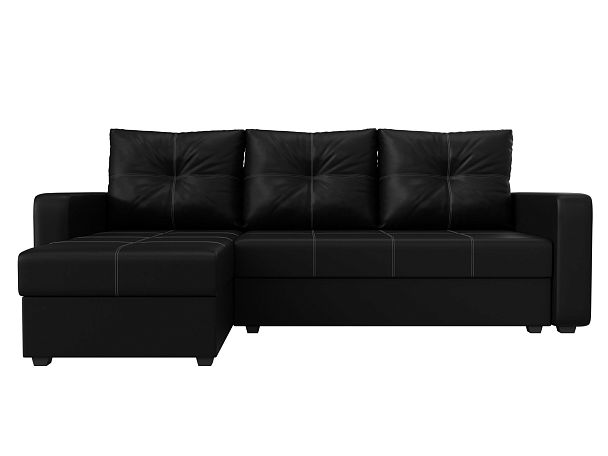Диван угловой Ливерпуль Лайт левый угол Экокожа черный - Вид 2