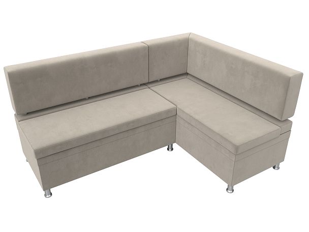 Кухонный уголок Стайл правый (полностью микровельвет бежевый) - Вид 5