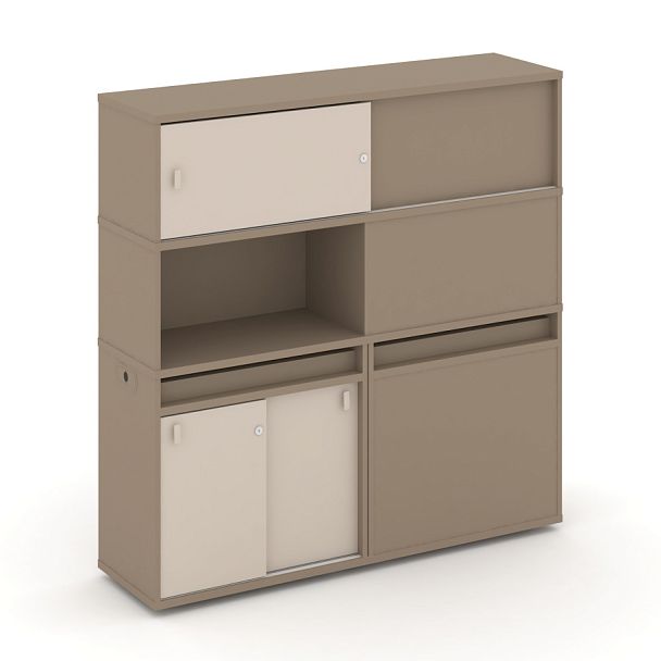 Estetica Набор №33. Тумба двойная+высокая надставка ES.NB.2V-33 Латте/Капучино 1500*410*1520 - Вид 1