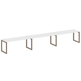 Metal System Quattro Р. ст. на 3 раб. места на О-образном м/к 50БО.СМ-3.5 Белый/Мокко металл 5400*720*750 - Фото предпросмотра