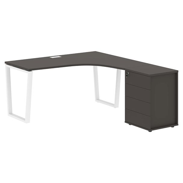 Стол эргономичный с тумбой EVCET 1518(R) Мокко/Белый 1560х1880х750 EDIS - Вид 1