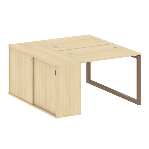 Metal System Quattro Р. ст. с шкафом-купе на О-образном м/к 50БО.РС-СШК-1.1 Т Акация/Мокко металл 1410*1475*750 - Вид 1