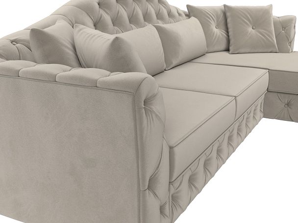 Диван угловой Артис правый угол Микровельвет бежевый - Вид 4