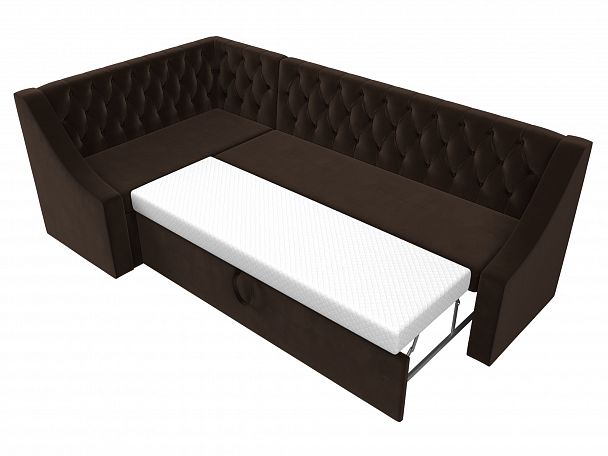 Кухонный угловой диван Мерлин левый (полностью микровельвет коричневый) - Вид 6