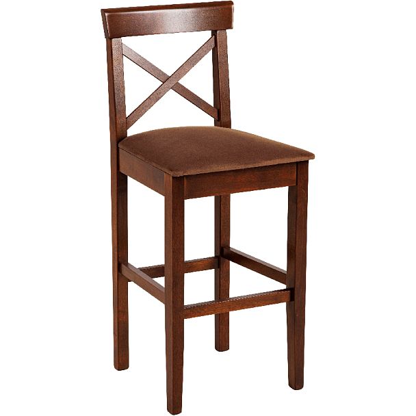 Комплект деревянных полубарных стульев с мягким сиденьем Бергольф Темный орех/Коричневый велюр, 3 шт. - Вид 3