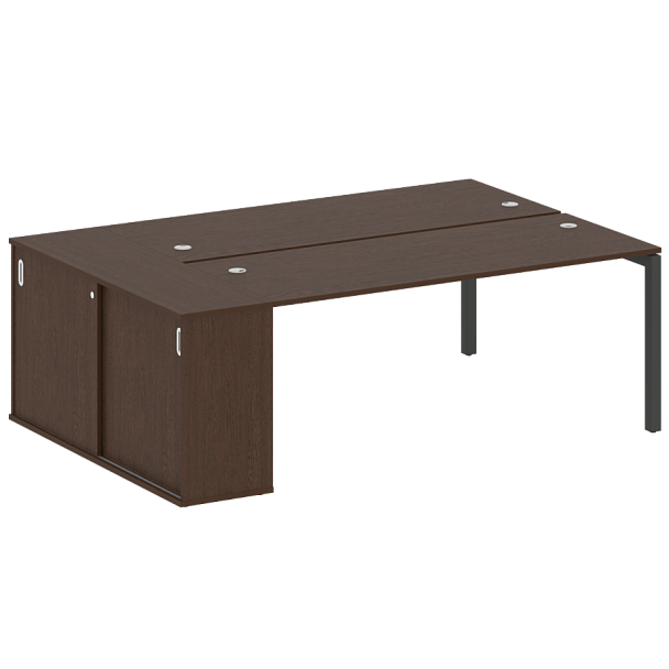 Metal System Quattro Р. ст. с шкафом-купе на П-образном м/к 50БП.РС-СШК-1.5 Т Венге/Антрацит металл 2210*1475*750 - Вид 1