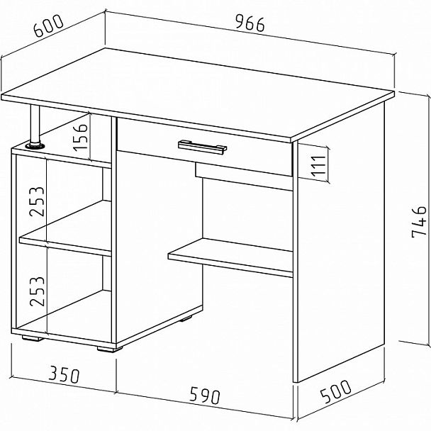 Стол письменный Амбер-2Я - Вид 2