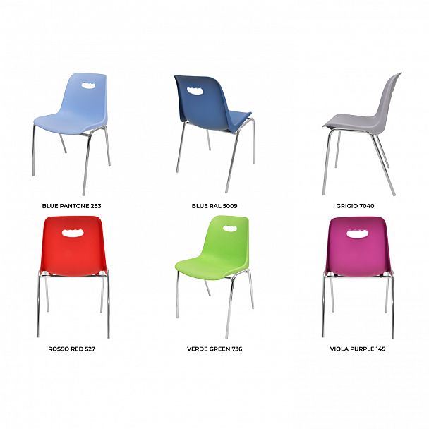 Стул Venezia (4 ножки) каркас хром, синий, стопируемый - Вид 5