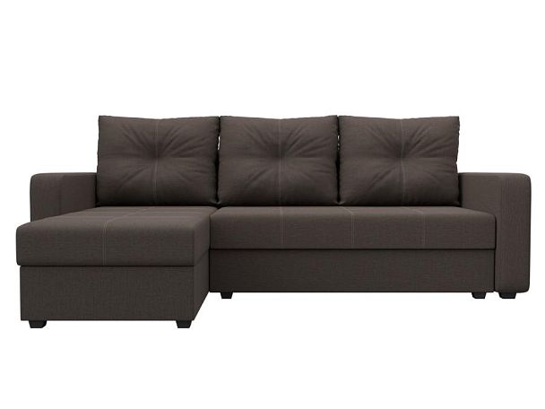 Диван угловой Ливерпуль Лайт левый угол Рогожка коричневый - Вид 2