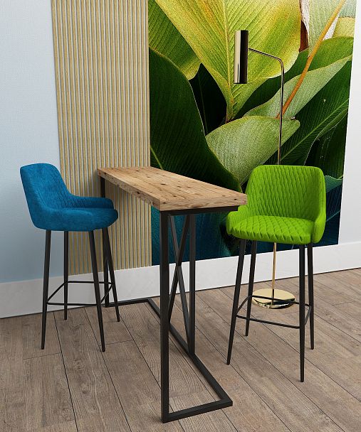 Барный стол Хайткросс каркас черный, столешница массив сосны, цвет морилка венге - Вид 4