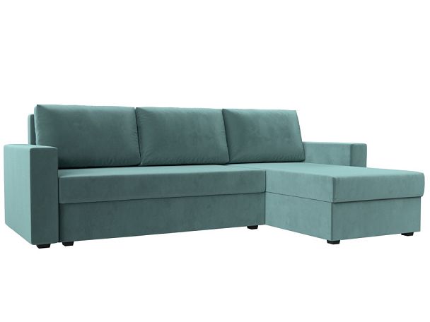 Угловой диван Траумберг Лайт правый (полностью Велюр бирюзовый) - Вид 1