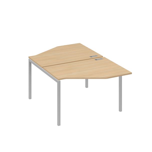 Рабочая станция каркас DUE (2х120) с эргономичными столами Техно A4 А4 Б2 186 БП натуральный дуб / металлокаркас серый - Вид 1