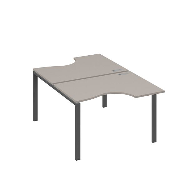 Рабочая станция столы (2х120) эргономичные "Классика" опоры UNO A4 А4 Б1 183 БП мокко премиум / металлокаркас антрацит - Вид 1
