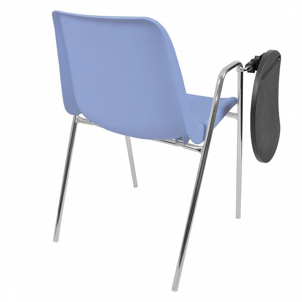 Стул Vicenza (4 ножки с подлокотниками + столик TLT), Каркас хром, голубой, стопируемый - Вид 3