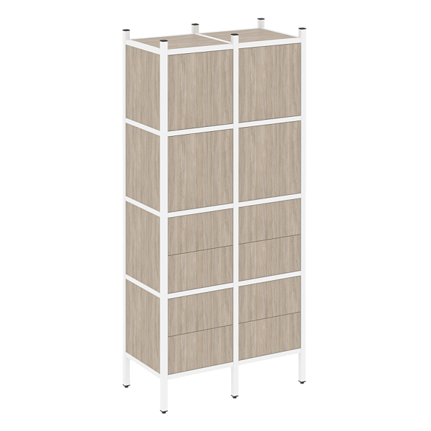Loft Прямой стеллаж наборный VR.L-04 Дуб аттик/Белый металл 862*446*1869 - Вид 1