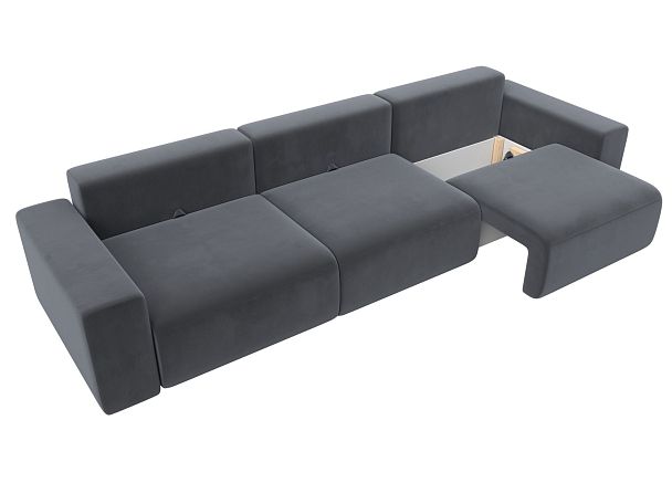 Диван прямой Лига-036 Классик Лонг Велюр серый - Вид 7