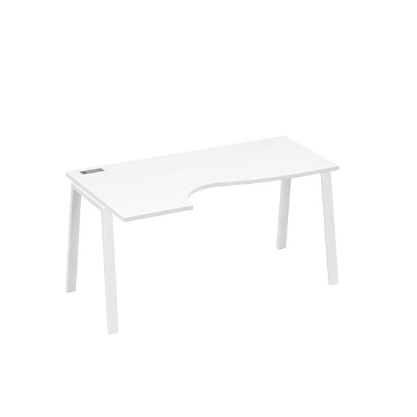 Стол эргономичный левый "Классика" на металлокаркасе TRE A4 А4 Б3 045 БП белый премиум / металлокаркас белый - Вид 1