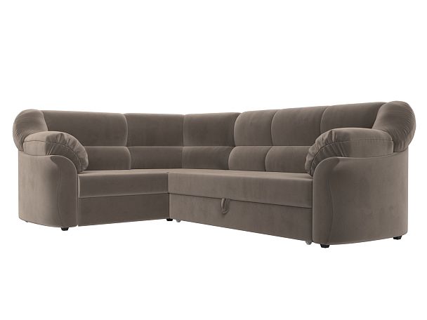 Диван угловой Карнелла левый (полностью велюр коричневый) - Вид 3