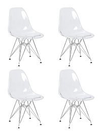 Набор 4 шт Стул обеденный DOBRIN DSR CASPER (ножки хром, цвет прозрачный) - Фото предпросмотра