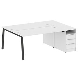 Метал Систем / Metal System Р. ст. с тумбой на А-образном м/к БА.РС-СТП-2.4 Белый/Антрацит металл 2012*1475*750 - Фото предпросмотра