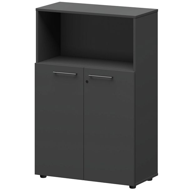 Шкаф средний с нишей СМШ38.28F Графит 792x380x1190 Кортез - Вид 1