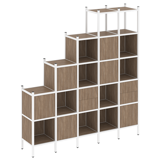 Loft Прямой стеллаж наборный VR.L-25 Дуб аризона/Белый металл 2110*446*2280 - Вид 1