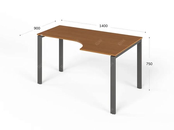 UNITY РМСУ9-14R ВИШНЯ Стол на металлокаркасе угловой правый 1400х900х750 - Вид 1