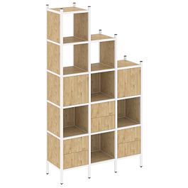 Loft Прямой стеллаж наборный VR.L-22 Тиквуд светлый/Белый металл 1278*446*2280 - Фото предпросмотра