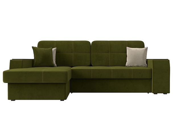 Угловой диван Брюссель левый (полностью микровельвет зеленый) - Вид 2