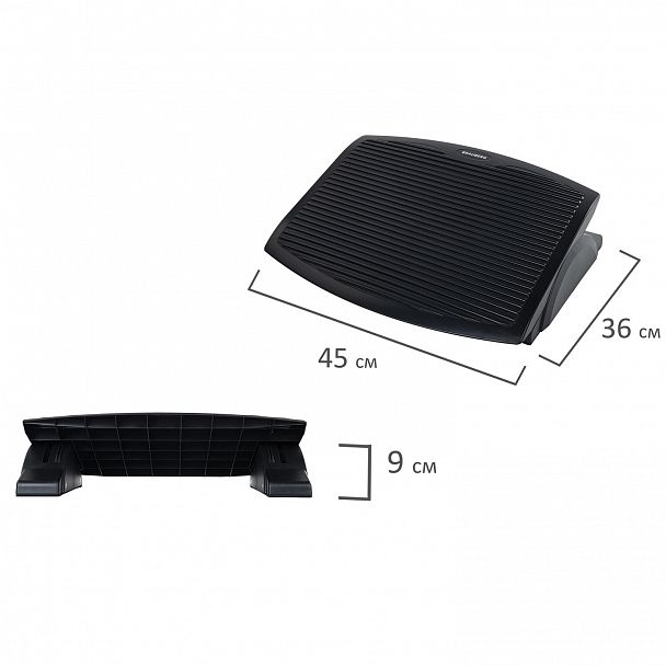 Подставка для ног BRAUBERG, офисная, 45х35 см, черная, 530106 - Вид 6