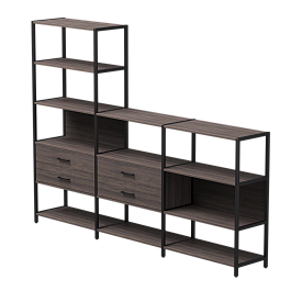 Набор стеллажных систем №11 Everprof EVO 2440x385x1840 Дуб Пасадена/Черный - Фото предпросмотра