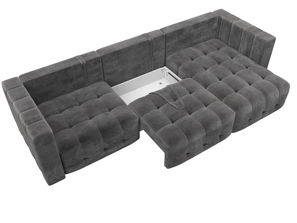 Диван угловой Лига-052 НПБ Лонг угол универсальный Велюр серый - Вид 7