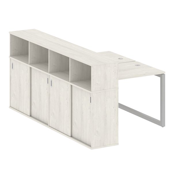 Metal System Quattro Р. ст. с шкафом-купе на О-образном м/к 50БО.РС-СШК-4.1 Т Дуб наварра/Серый металл 1410*2332*1098 - Вид 1