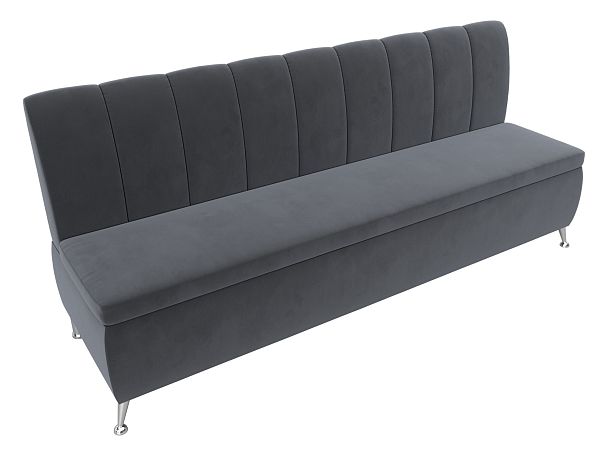 Кухонный прямой диван Кантри (полностью велюр серый) - Вид 5