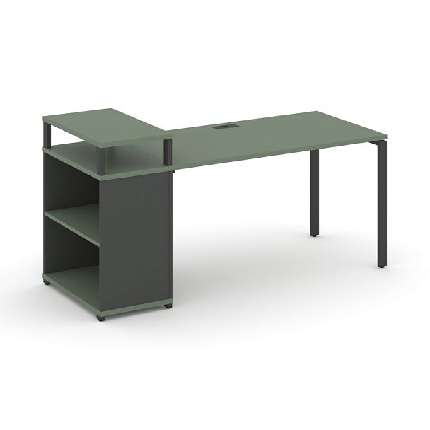 Concept Стол рабочий с опорным стеллажом с верх. горизонтом  CN.SP-207 Кобо/Антрацит/Металл Антрацит 1800*720*917 - Вид 1