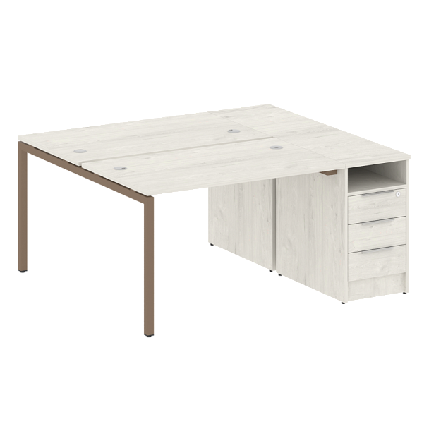 Metal System Quattro Р. ст. с тумбой на П-образном м/к 40БП.РС-СТП-2.2 Дуб наварра/Мокко металл 1612*1475*750 - Вид 1