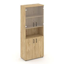 Стайл Проджект Шкаф высокий широкий SN.STS-105 Тиквуд Светлый/Прозрачный/Черный Ручки 796*400*1982 - Фото предпросмотра