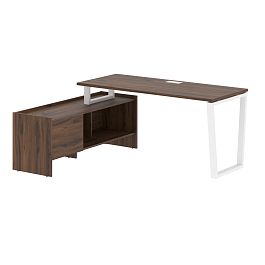 Стол с тумбой EVCT 17614 Дуб Денвер темный/Белый 1760х1400х750 EDIS - Фото предпросмотра