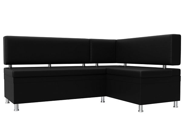 Кухонный уголок Стайл правый (полностью экокожа черная) - Вид 1