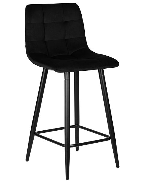 Стул полубарный DOBRIN OLIVIA (черные матовые ножки, черный велюр (108-77)) - Вид 1