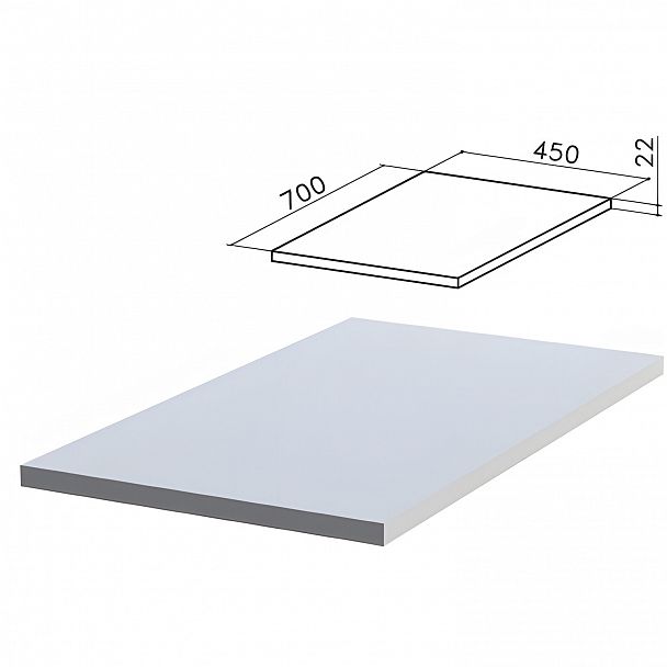 Крышка для тумбы приставной (код 640146, 640149) "Монолит", 450х700х22 мм, серая, ТМ03.11 - Вид 2