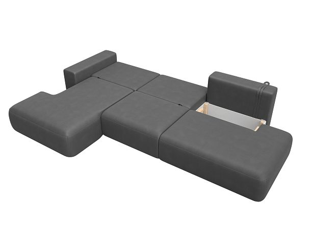 Диван угловой Лига-036 НПБ Модерн Лонг левый угол Искусственная замша серый - Вид 9