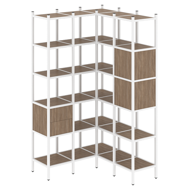 Loft Угловой внутренний стеллаж наборный VR.L-34 Дуб аризона/Белый металл 1278*1278*2280 - Вид 1