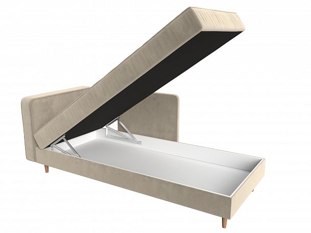 Кушетка Прайм левый (полностью микровельвет бежевый) - Вид 6