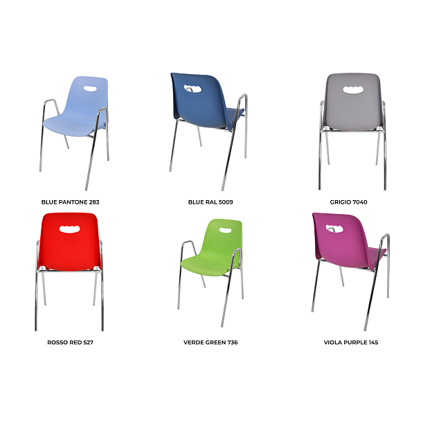 Стул Venezia (4 высокие ножки c подлокотниками), каркас хром, синий, РП+ИК, стопируемый - Вид 5