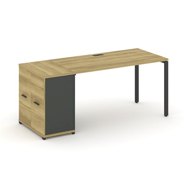 Concept Стол рабочий с опорным распаш. шкафом CN.SP-220 W Дуб Винченцо/Антрацит/Металл Антрацит 2000*720*750 - Вид 1
