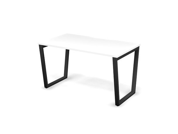 MATRIX 121S101-V Стол прямой, проводник вырезной (V-обр. опоры) 1380х780х775 Белый/Темно-серый - Вид 1