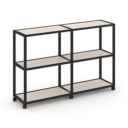 Shelf Mobile Стеллаж 3 уровня 2 секции VR.LT-STK-311.10 Денвер Светлый/Металл Черный 1970*400*1046 - Фото предпросмотра