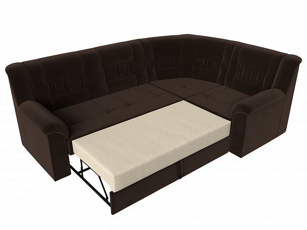 Угловой диван Карелия правый (полностью микровельвет коричневый) - Вид 6