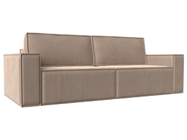 Диван прямой Куба (полностью велюр бежевый) - Вид 1